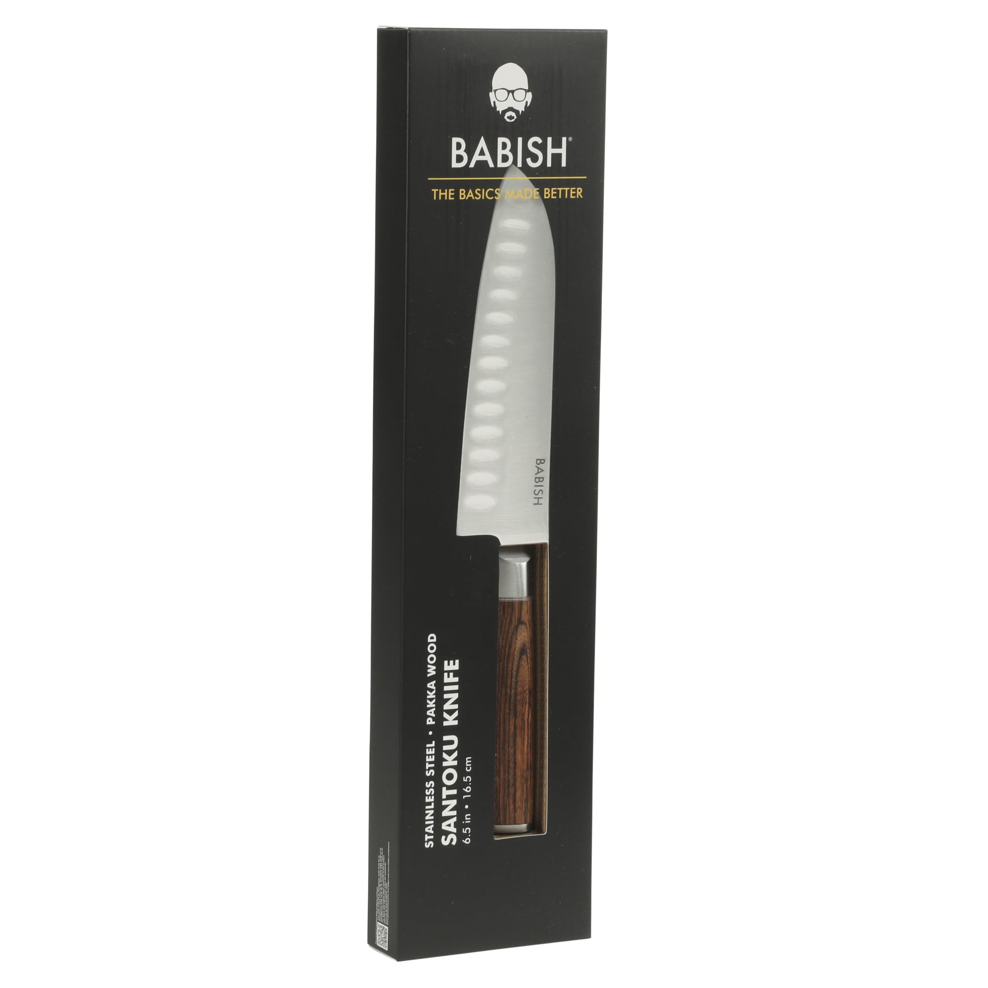 Babish 6.5-Inch Santoku Knife – High-Carbon 1.4116 German Steel Kitchen Knife with Dark Pakka Wood Handle, Full-Tang Razor Sharp Blade for Chopping, Slicing, Dicing & Precision Prep