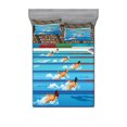thumbnail image 2 of Olympics Bedding Set with Sheet & Covers, Illustration of Swimmers During Swimming Competition Sports Theme Cartoon Art, Printed Bedroom Decor 2 Shams, 4 Sizes, Blue Beige Red, by Ambesonne, 2 of 3