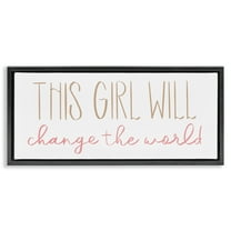 Stupell Industries Girl Power Motivational Phrase Inspirational Painting Black Floater Framed Canvas Art Print Wall Art, 31 x 14