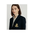 thumbnail image 3 of LAUREN RALPH LAUREN Womens Navy Pocketed Lined Slim Fit Embroidered Logo Patch Wear To Work Blazer Jacket L, 3 of 3