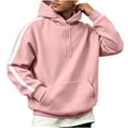 thumbnail image 5 of Fengqque Men's Contrast Side Stripe Hooded Sweatshirt Long Sleeve Pullover Hoodie Loose Fit Casual Athletic Outerwear with Drawstring & Kangaroo Pocket Pink 2XL, 5 of 6