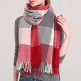 thumbnail image 2 of Womens Long Plaid Blanket Scarf Chunky Oversized Winter Fall Warm Scarf Big Tartan Scarves Tassel Fringe Wrap Shawl, 2 of 3