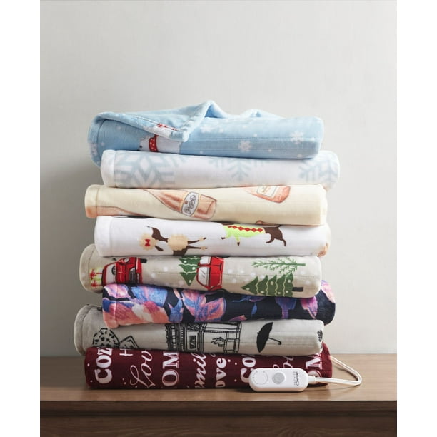 Premier Comfort Novelty Printed Heated Plush Throws, 50 x 60 Inches
