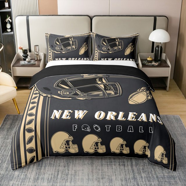 Erosebridal Housse de Couette Vintage de Soccer 100 % Coton Format Grand Lit, Ensembles de Literie de Soccer pour Ados Format Grand Lit, Déco de Match de Rugby, Réversible 3 Pcs (Sans Couette)