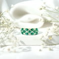 thumbnail image 4 of Rosec Jewels Lab Grown Emerald 3 Row Wedding Band for Women - AAAA Quality - Certified Emerald Diamond Ring - with Jewelry Box, 10K Yellow Gold, US 12.00, 4 of 9