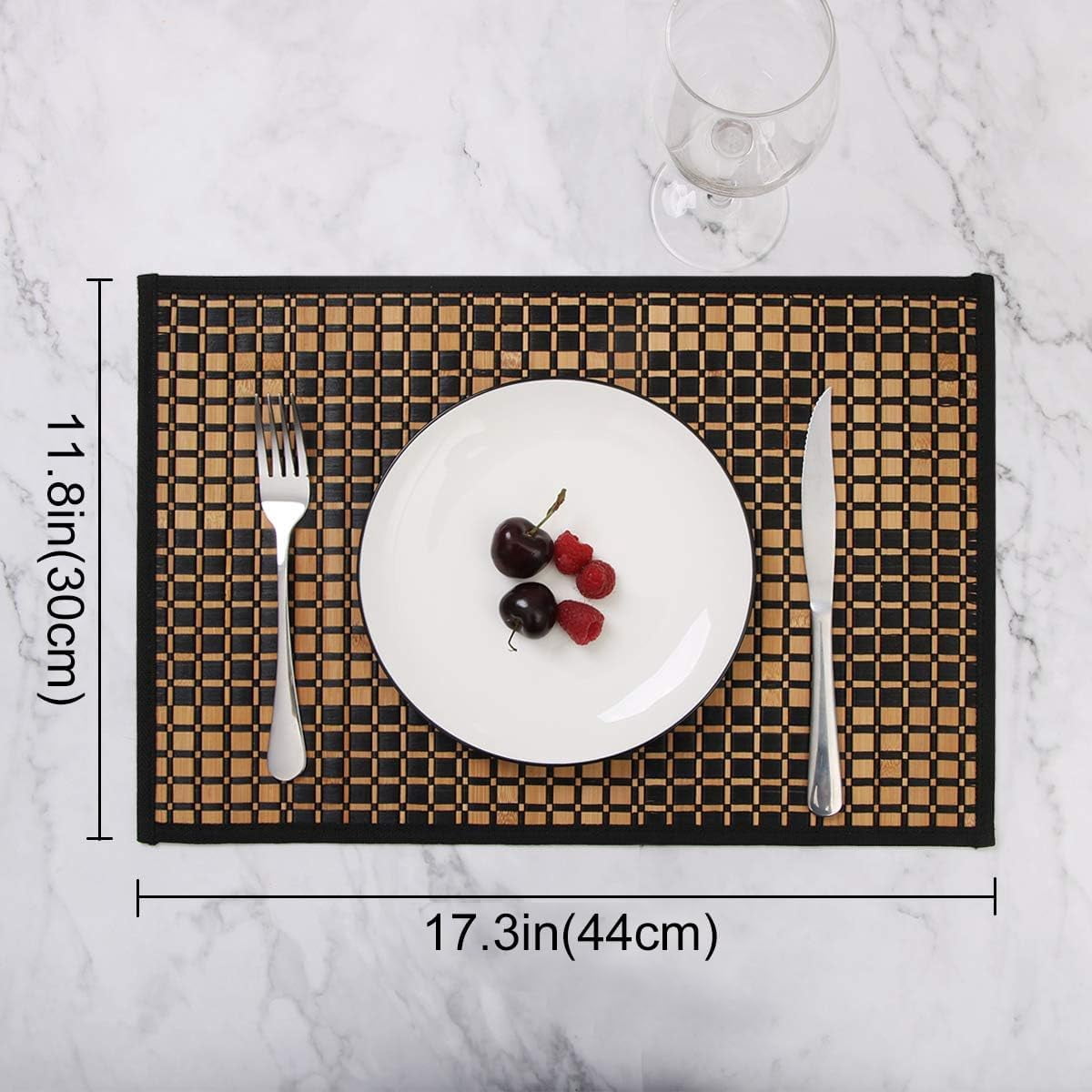 Placemats Set of 4 for Dining Table, Bamboo Place Mats for Kitchen Table Decor, Table Mats Heat Resistant & Non-Slip for Indoor/Outdoor Party, Table Placemats Set of 4 for Dinner Table