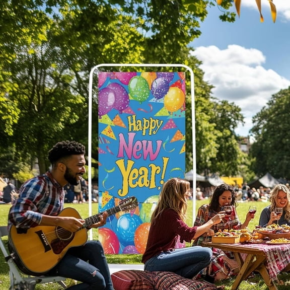 Uxgjfwu 2026 New Year Eve Decor Banner, Party Atmosphere Hanging Cloth Backdrop, Festive Door Curtain Wall Decoration for Holiday Celebration Home Decor