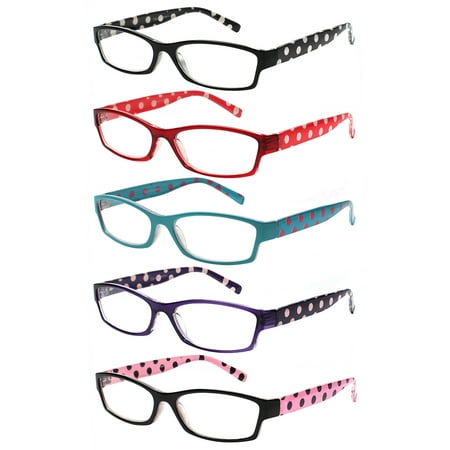 Kerecsen 5 Pack Reading Glasses for Women Fashion Comfortable Pattern Reader Acrylate Lens