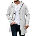 thumbnail image 2 of Men's Winter Pockets Coat Solid Color Hooded Coats Long Sleeve Jacket Outwear for Man, 2 of 8