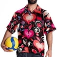 thumbnail image 4 of Valentine's Day Love Men's Short Sleeve Button Down Casual Beach Printed Shirts, 4 of 6