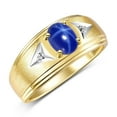 thumbnail image 3 of RYLOS Men's Rings 14K Yellow Gold Classic 8X6MM Oval Gemstone &  Diamond Ring Blue Star Sapphire September Birthstone Rings For Man Gold Rings Size 8, 3 of 7