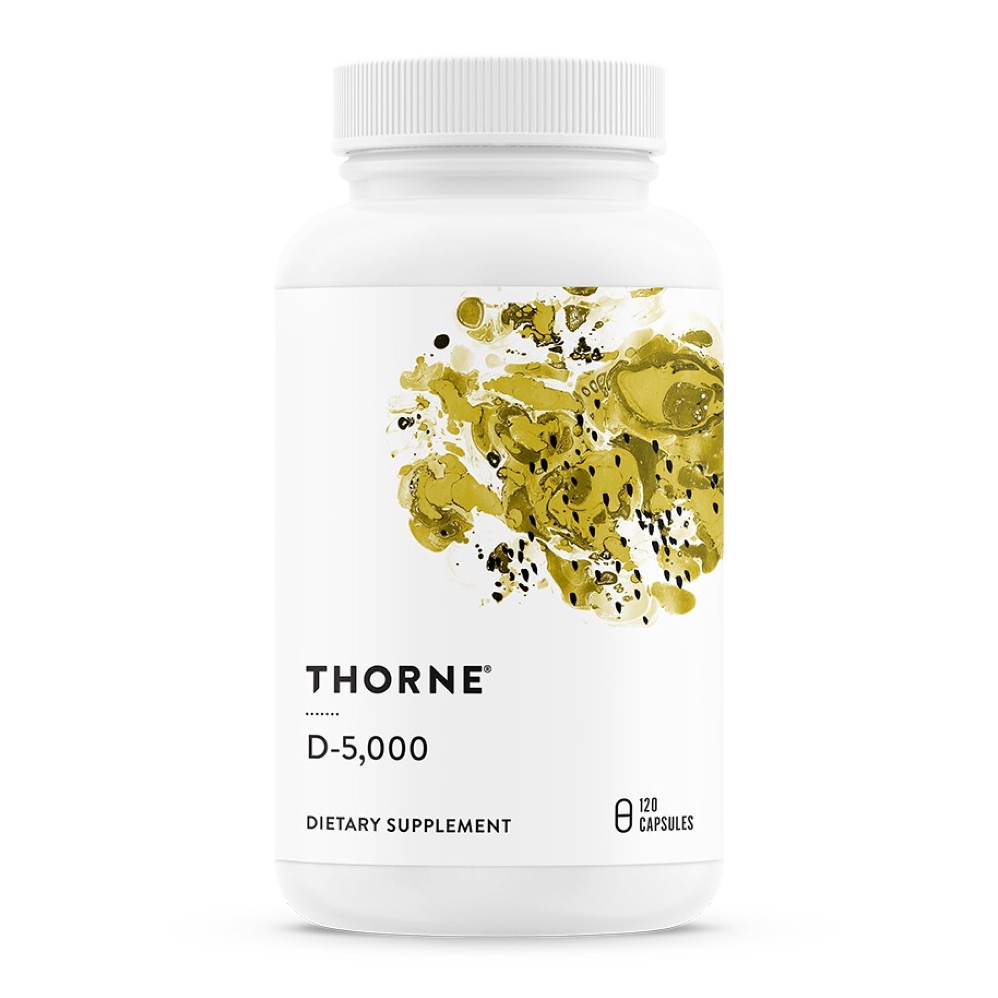 THORNE Vitamin D-5000 - Vitamin D3 Supplement - 5,000 IU - Support Healthy Bones, Teeth, Muscles, Cardiovascular, and Immune Function - NSF Certified for Sport - Dairy-Free, Soy-Free - 180 Capsules