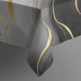 thumbnail image 4 of Black Marble Gold Wave Pattern Rectangle Tablecloth 60"x102",Waterproof Polyester Rectangle Table Cloth, Wipeable Spillproof Polyester Tablecloth for Dining, Camping, Indoor and Outdoor, 4 of 6