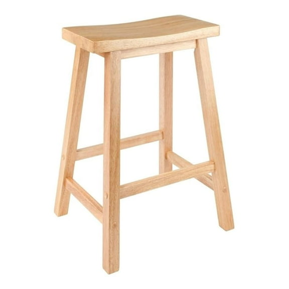 Bowery Hill 24" Saddle Seat Transitional Solid Wood Counter Stool in Natural