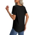 thumbnail image 5 of UVN Summer Blouses for Women Short Sleeves V Neck Shirts Curved Hem Loose Fit Tunic Tops, 5 of 9