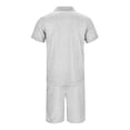 thumbnail image 5 of Short Sets for Men Summer Casual Jacquard Short Sleeve Quarter Zip Polo Shirt and Bermuda Shorts 2 Piece Matching Set, 5 of 6