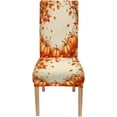 thumbnail image 7 of Autumn Chair Covers for Dining Chairs Set of 4 Thanksgiving Maple Leaf and Orange Pumpkins Fall Dining Chair Slipcover for Home or Party, 7 of 7