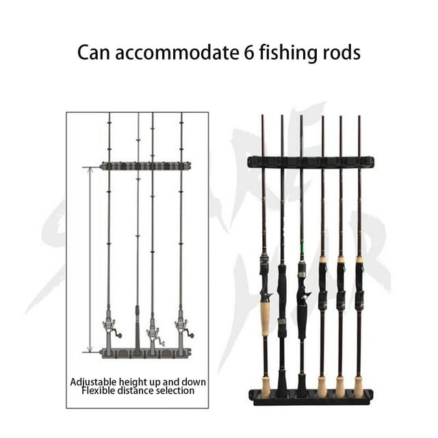LJNYFDC Fishing Pole Holder Adjustable Fishing Rod Holder 6 Slots Vertical Hanging Angling Lure Rod Storage Stand for Outdoor Fish Rod Rack 1 Set