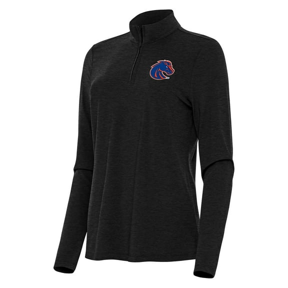 Women's Antigua  Heather Black Boise State Broncos Bright Quarter-Zip Top