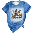 thumbnail image 1 of Mujeres Casual manga corta corbata digital impresión cuello redondo suelta camiseta blusa Tops Pompotops hfajkhk140109, 1 of 5