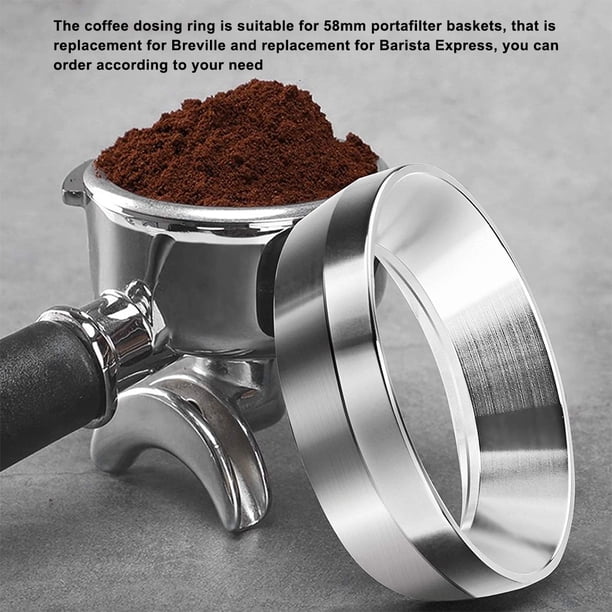 DIKEBAO Anello Dosatore per Caffè in Alluminioda 51 mm Imbuto Dosatore per Espresso Anello di Dosaggio Magnetico con Spazzola per la Pulizia per Bar Negozio Tè al Latte Ristorante e Occidentale, Nero