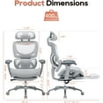 thumbnail image 3 of Ergonomic Mesh Executive Office Chair with Retractable Footrest, High Back Computer Desk Chair with Adaptive Lumbar Support and Adjustable 3D Armrests, Comfortable Home Office Chair, Grey, 3 of 8