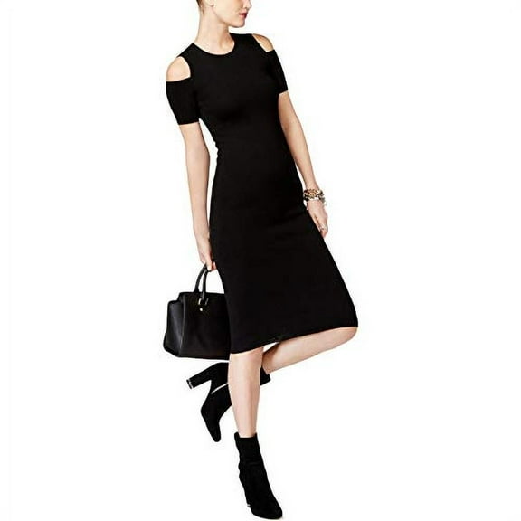 Michael Kors Stretch Viscose Peekaboo Midi Dress (Black, XX-Small)