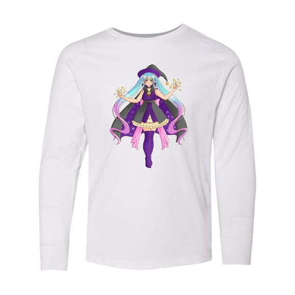 Inktastic Beautiful Purple Anime Witch Long Sleeve Youth T-Shirt
