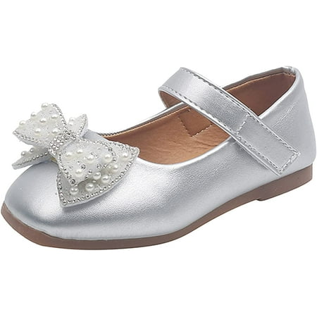 Girls Dress Shoes Soft Sole Sandals Rhinestone Bowknot Hook Loop Sandals Party for Toddler/Little Kid/Big Kid