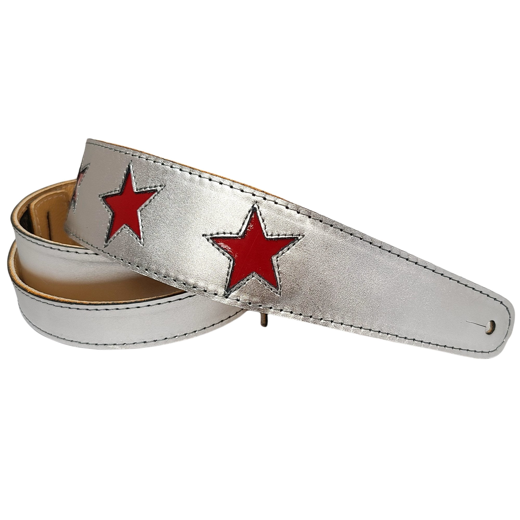 Henry Heller Star Series Leather Guitar Strap Silver
