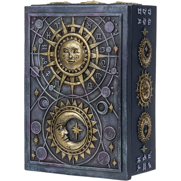 Pacific Giftware Fortune Telling Astrology Sun and Moon Design Sculptural Tarot Box, 5.25" L