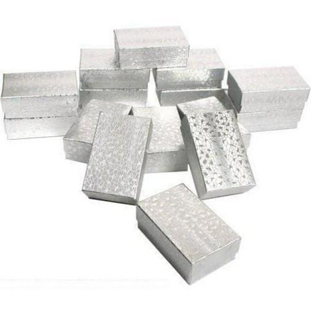 Silver Wrapped Gift Box - 15 Silver Cotton Gift Boxes Chain & Pendant Displays 2 5/8