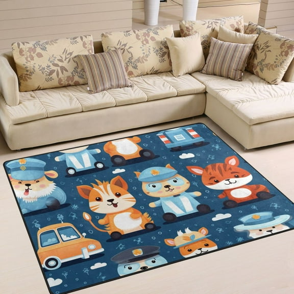 Cars Animals Area Rug Washable 80 x 58 Floor Carpet Mat Non Slip for Bedroom Living Room Home Decor