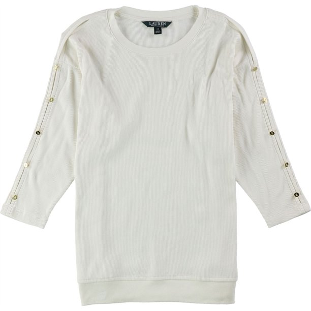 Camiseta básica Ralph Lauren para mujer con diseño de gofres blanquecino mediana