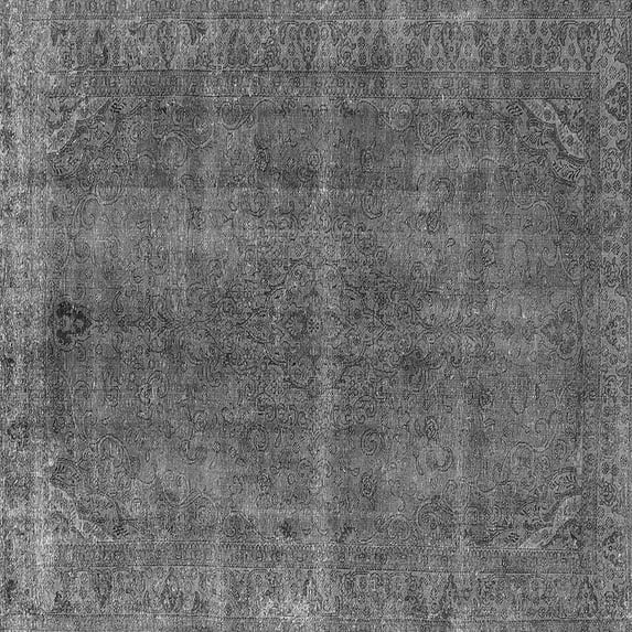 Ahgly Company Indoor Square Oriental Gray Industrial Area Rugs, 4' Square