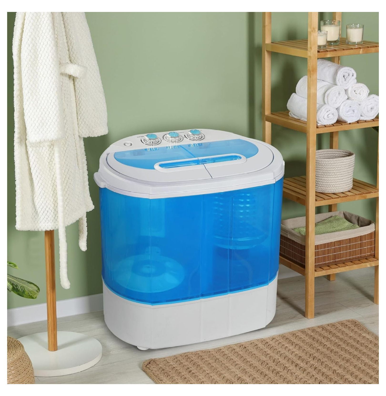 Portable Washer Compact Twin Tub 9.9 LB Mini Top Load Washing Machine Washer/Spinner w/ 6.57 FT Inlet Hose