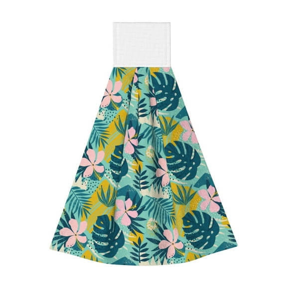 Kdxio Tropical Floral Hand Towel with Loop Hanging Towel Absorbent Tie Towels for Kitchen Tea Bar Bathroom Decor