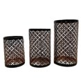 thumbnail image 1 of Juego de 3 portavelas de metal JAMW diseño oriental marroquí 12,5/16/19,5 cm, 1 of 5