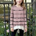 thumbnail image 2 of Ltctricy Girls' Tunic Tops Long Sleeve Crew Neck Lace High Low Hem Striped Oversized T Shirts Loose Casual Tee Blouses(Khaki,4-5 Years), 2 of 6