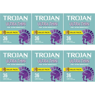 6 Pack Trojan Sensitivity Ultra Thin Premium Lubricated latex Condoms 36 in each