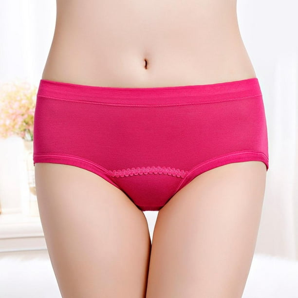 Women's Period Panties Menstrual Period Mid Waist Panties - Pink