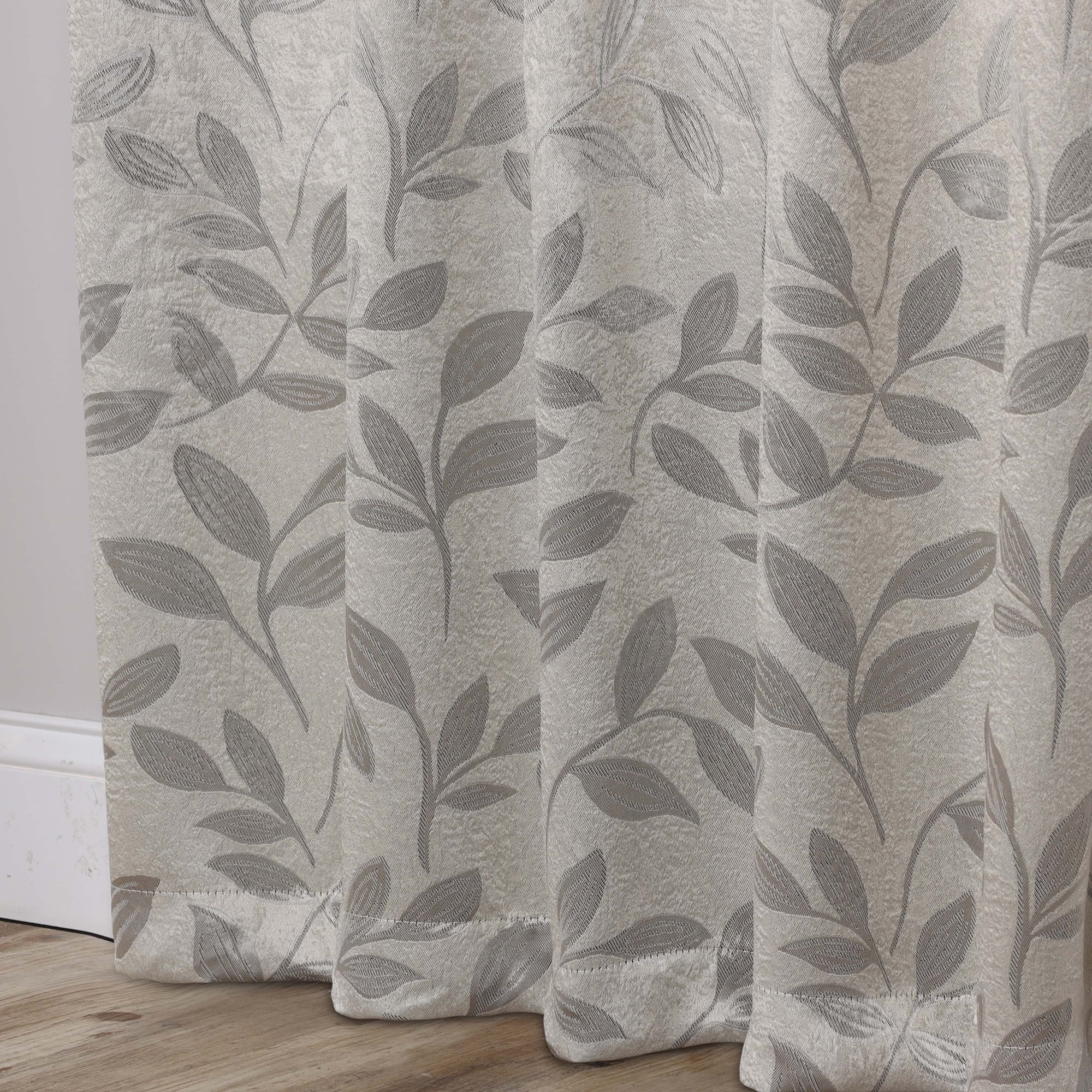 Superior Blackout Leaves Back Tab Curtains Set of 2, Light Filtering Curtain Panel Set, Ivory, 52"W x 63"L