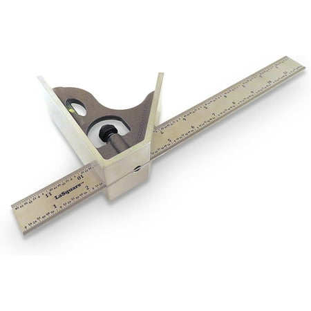 

LaSquare 12 ”SAE Machinist Combination Square Square Stainless Steel Blade with 1/64 1/32 1/16 and 1/8 Markings Hardened Aluminum Head LAS 12SS-12