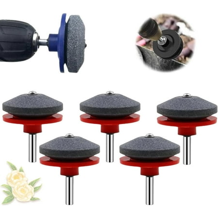 Lawnmower Dull Blade Sharpener Upgraded Lawn Mower Blade Sharpener Tool Kits Universal Lawnmower Blade Sharpener for Any Power Hand Dril High Temperature Resistance and Hardness (Red 5pcs)