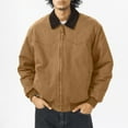 thumbnail image 5 of Men's Solid Color Outdoor Sports Casual Jacket with Pocket & Zipper, Khaki, Size XXL, 5 of 5