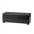 thumbnail image 1 of Hawthorne Collection Large Tufted Leather Storage Bench in Black, 1 of 1