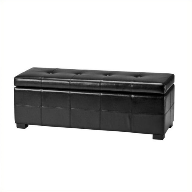 Hawthorne Grand Banc de Rangement en Cuir Touffeté de la Collection en Noir