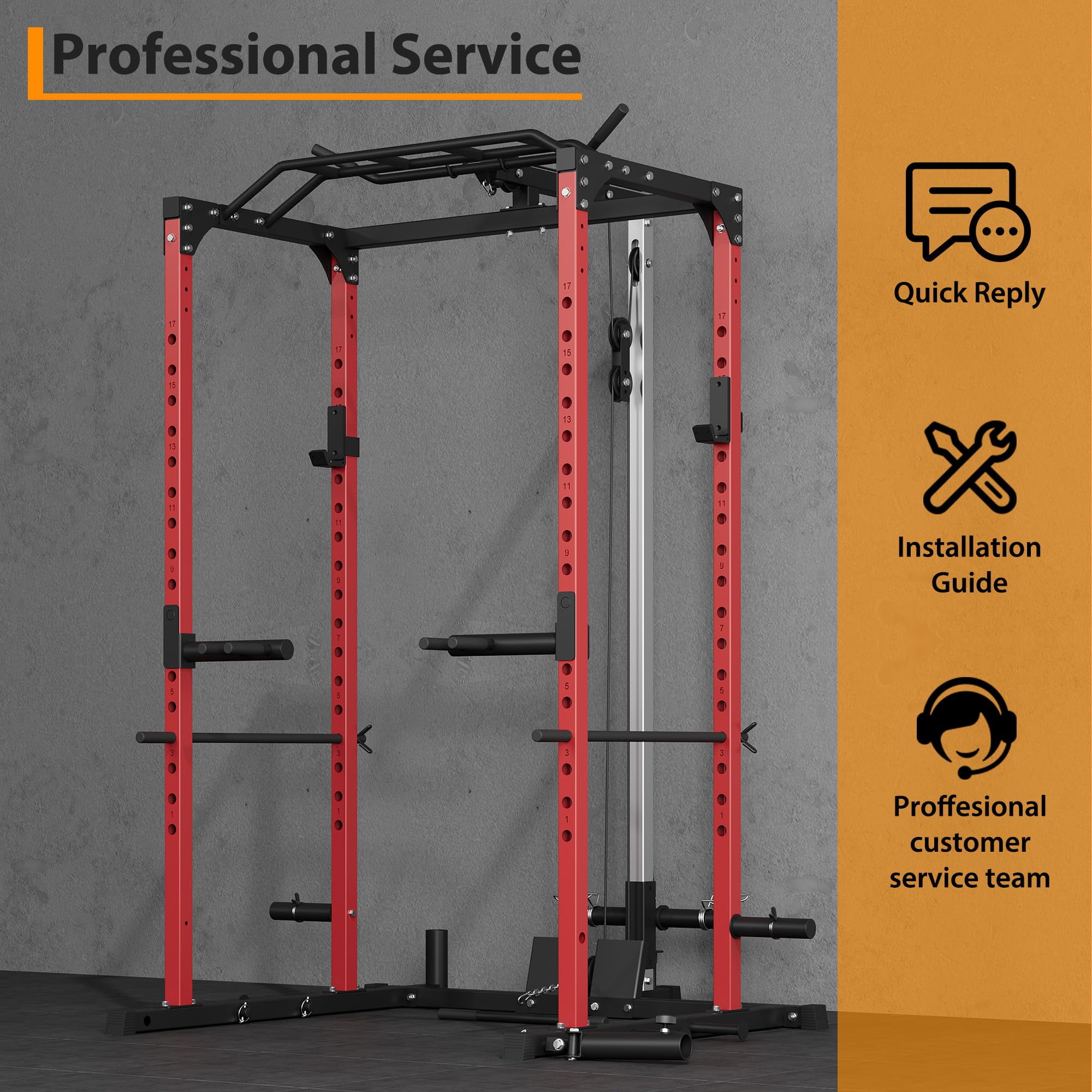 Accreate Power Cage, Multi-Functional Power Racks for Home Gym with LAT Pull Down System and Dip Handles, 1200 Lbs Capacity Squat Rack with More Training Attachments for Strength Workou
