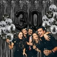 thumbnail image 4 of Black 30th Birthday Decorations - Death To My 20s Decorations Including Banners, Skull Tablecloth, Number 30 Balloon, Fringe Curtain, Cake Toppers for Halloween Party Rip 20s Birthday Decorations, 4 of 6