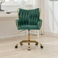 thumbnail image 6 of Westice Velvet Desk Chair, Home Office Gold Comfy Chair with Hand Woven High Back, Height Adjustable Swivel Chair with Comfy Upholster for Makeup Vanity Living Room Bedroom, Green, 6 of 9